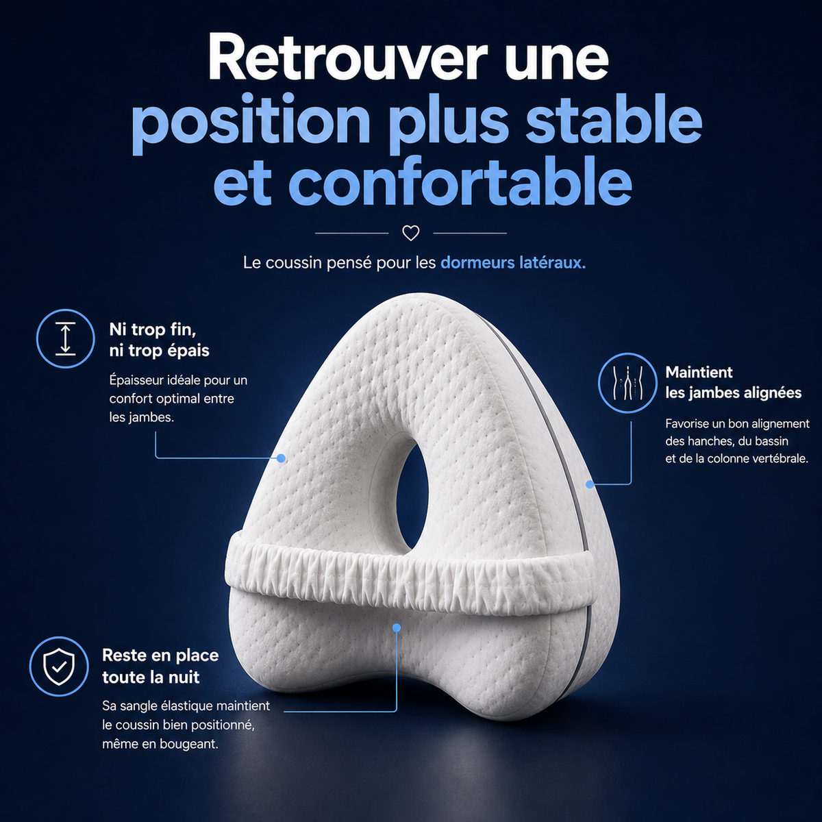 Coussin genoux pour dormeurs latéraux